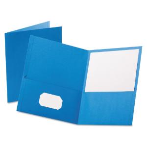 Portfolio, embossed leather grain paper, light blue