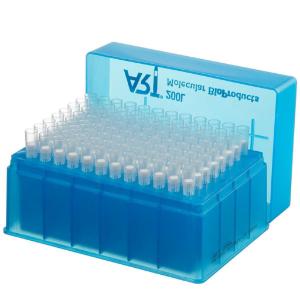 Filtered pipette tips in racks with lift-off lid