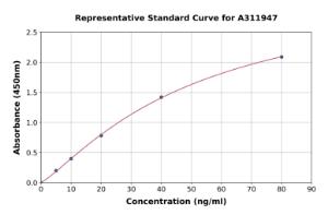 Representative standard curve for Human PLD2 ELISA kit (A311947)