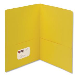 Portfolio, embossed leather grain paper, yellow, 25/box