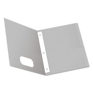 Portfolio, tang clip, letter, gray, 25/box