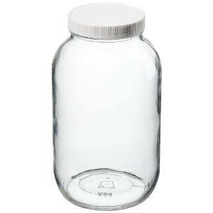 Wide-mouth tall-profile clear glass jars with closure