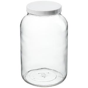 Wide-mouth tall-profile clear glass jars with closure