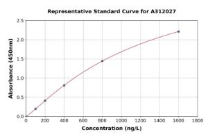 Representative standard curve for Human PPP1A/PPP1CA ELISA kit (A312027)