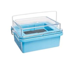 Mini benchtop cooler, 96 wells, blue, clear lid