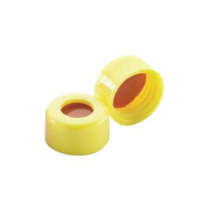 ABC screw cap, with white PTFE/red silicone liners, Yellow PP