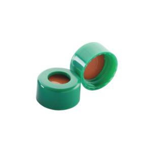 ABC screw cap, with white PTFE/red silicone liners, Green PP