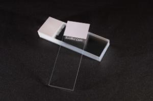 Microscope slides enhanced for laser printing, white tab