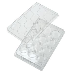 12 well tissue culture plate with lid, individual, sterile