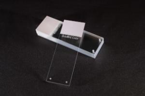 Microscope adhesion slides enhanced for laser printing, white tab adhesion