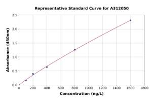 Representative standard curve for Human SSBP1 ELISA kit (A312050)