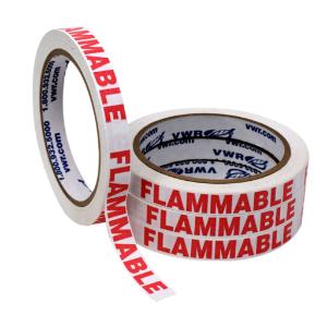 VWR® preprinted flammable warning tape, white with red