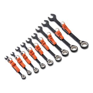 Wrench Set, Ratcheting Spline, 9 Pieces, Tether Ready