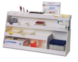 Extra Large Bench Booster Workstation with 21 Compartments, White PVC, TrippNT