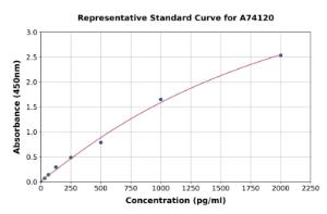 Representative standard curve for Chicken S100 alpha 6/PRA ELISA kit (A74120)