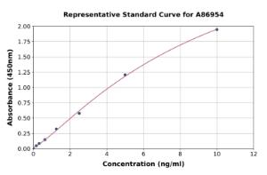 Representative standard curve for Mouse 15 Lipoxygenase 1 ELISA kit (A86954)