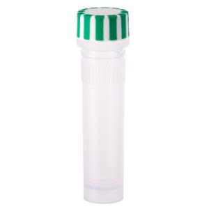 2.0 ml screw top micro tube and cap, self-standing, grip band, green grip cap with integrated O-ring, sterile