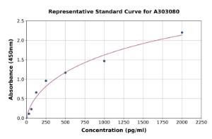 Representative standard curve for Human DYRK1A ELISA kit (A303080)