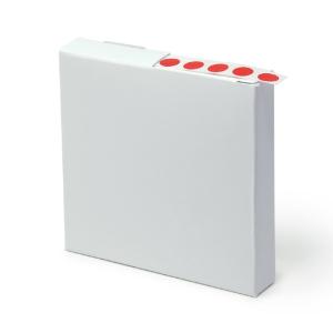 Dot labels, red