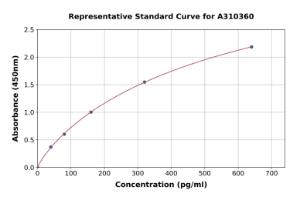 Representative standard curve for Mouse Interferon beta ELISA kit (A310360)