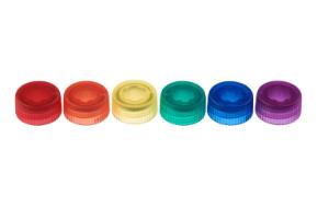 Cap only, screw top micro tube cap, O-ring, translucent, assorted colors, non sterile