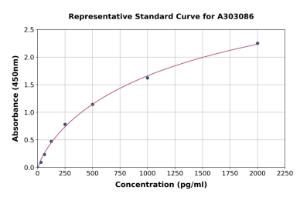 Representative standard curve for Human RNase L ELISA kit (A303086)