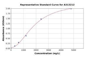 Representative standard curve for mouse MT3 ELISA kit (A313212)