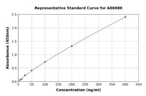 Representative standard curve for Rat Calprotectin ELISA kit (A86988)