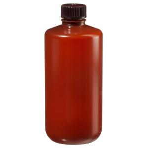 Translucent amber HDPE diagnostic bottles with closure bulk pack