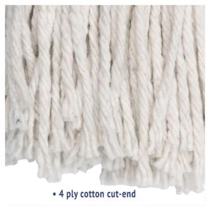 Premium Cut-End Wet Mop Heads, Cotton, 24oz, White, 12/Carton