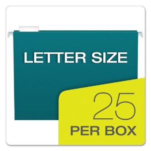 Folder, 1/5 tab, letter, teal, 25/box