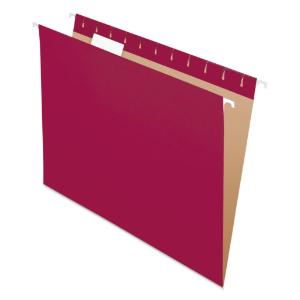 Folder, 1/5 tab, letter, burgundy, 25/box