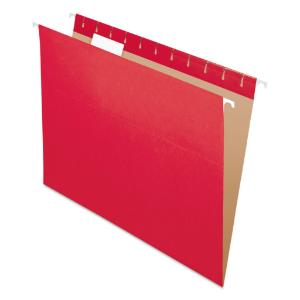 Folder, 1/5 tab, letter, red, 25/box