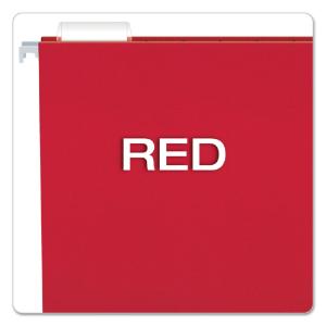 Folder, 1/5 tab, letter, red, 25/box