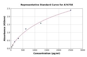 Representative standard curve for Mouse HSP70 ELISA kit (A74758)