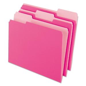 Folder, top tab, letter, pink, 100/Box