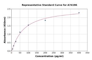 Representative standard curve for Rat CXCL1/GRO alpha ELISA kit (A74196)