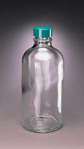 Boston Round Bottles, Clear, Narrow Mouth, with Green Thermoset F217 and PTFE Lined Cap