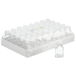Square PETG media bottles with closure non sterile, shrink-wrapped trays