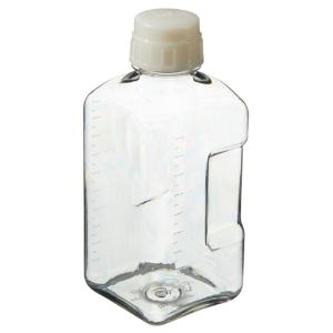 Square PETG media bottles with closure sterile, shrink-wrapped trays