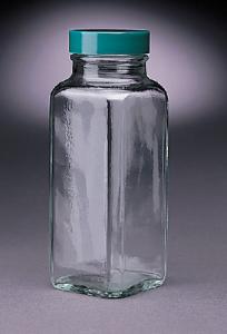 French square bottle, green cap