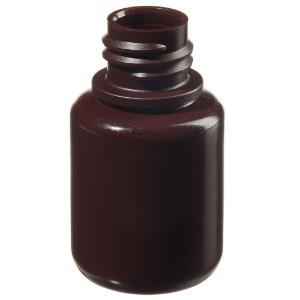 Narrow-mouth opaque amber HDPE packaging bottles without closure bulk pack