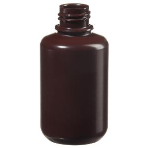 Narrow-mouth opaque amber HDPE packaging bottles without closure bulk pack