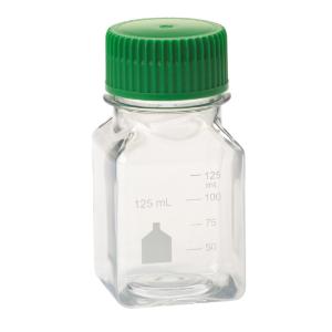 125 ml media bottle, square, pet, individually wrapped, sterile