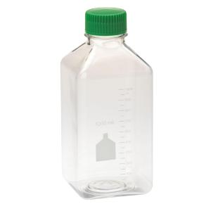 1000 ml media bottle, square, pet, individually wrapped, sterile