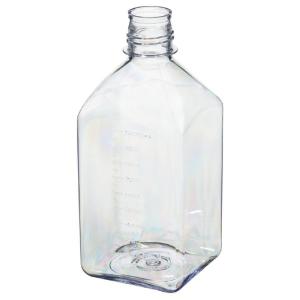 Square polycarbonate graduated bottles without closure tray pack