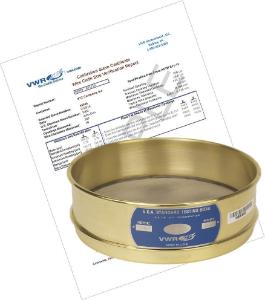 VWR® Pre-Certified Calibration Grade 8" Test Sieves, Brass and Stainless Steel