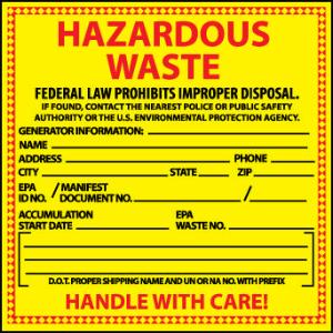 Labels "Hazardous Waste", National Marker