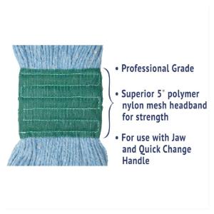 Super Loop Wet Mop Head, Cotton/Synthetic Fiber, 5" Headband, Medium Size, Blue