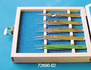 Dumont Tweezers Set in Wooden Case, Electron Microscopy Sciences